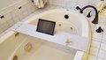 Bath Tub Tray 41-46" x 8" Custom Made to Order Corian Caddy Tablet Cell Phone IPad Candle Holder Relax Mom Garden Jacuzzi Soaker 112-11