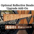 Custom Carved Redwood Address Sign with Optional Reflective Beads