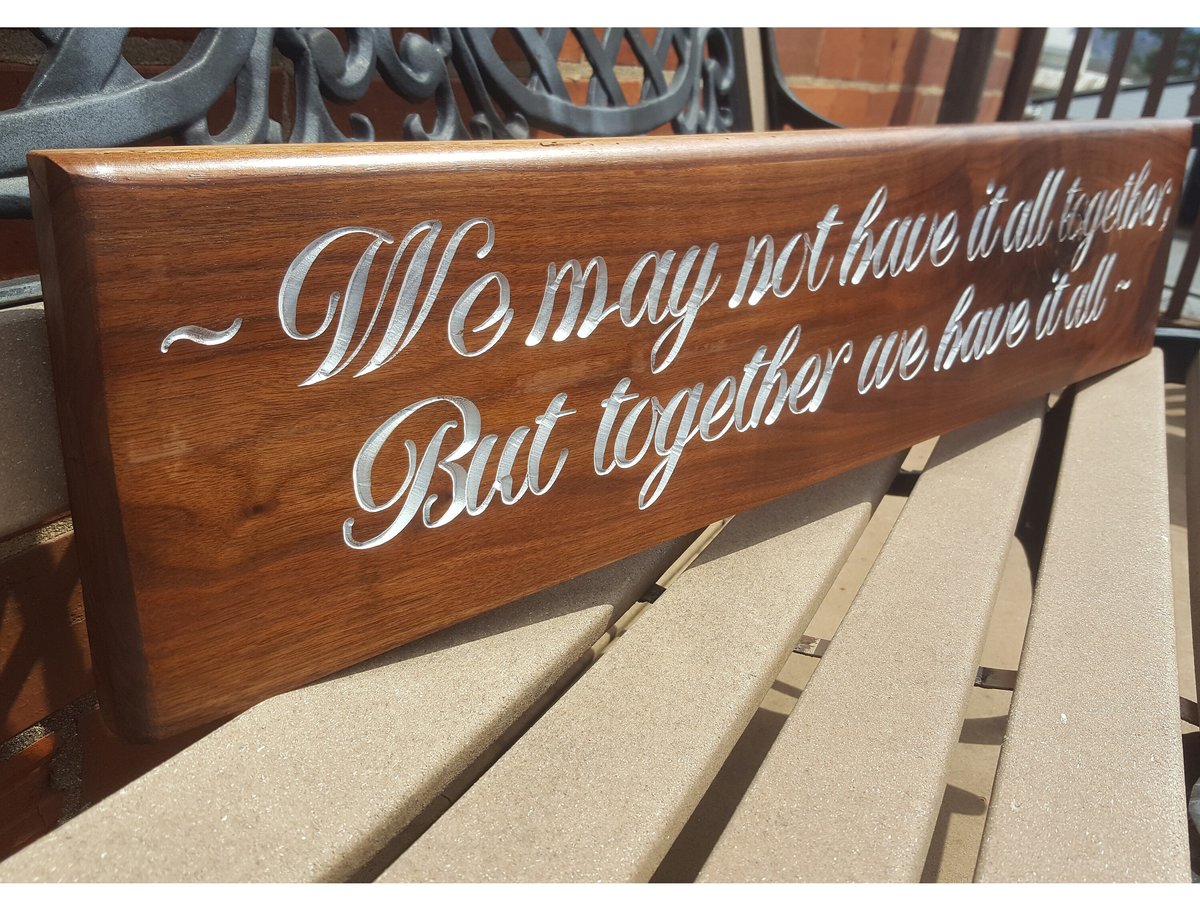 Engraved Walnut Wood Sign: Custom Inspirational Verse, 36" Long