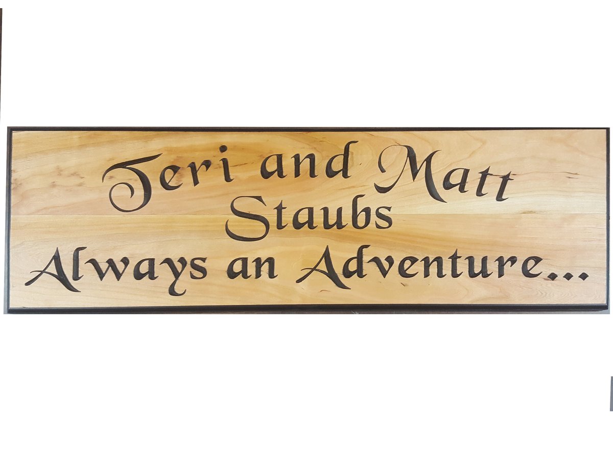 Personalized Carved Cherry Wood Sign: Newlywed Gift, Family Name