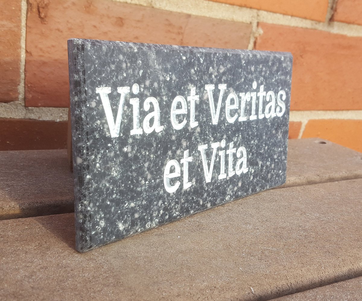 Via et Veritas et Vita Corian Plaque: Christian Inspirational Wall Sign (5" x 10")