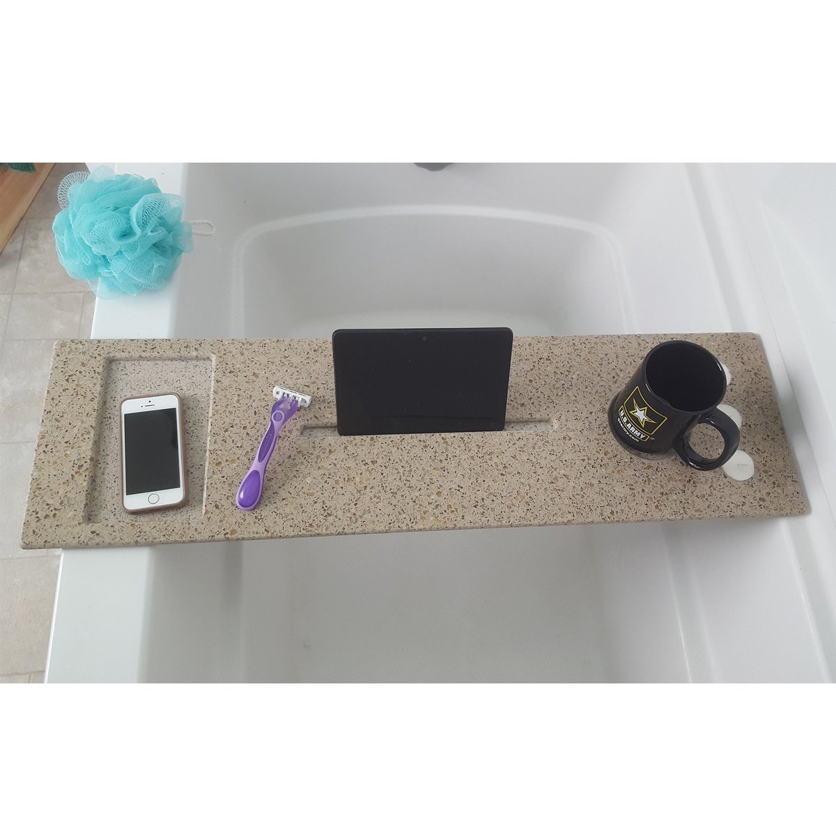 Bath Tub Tray Small 24-28" x 8" Custom Made to Order Corian Caddy Tablet Cell Phone IPad Candle Holder Unwind Mom Gift Spa Soaking 112-1