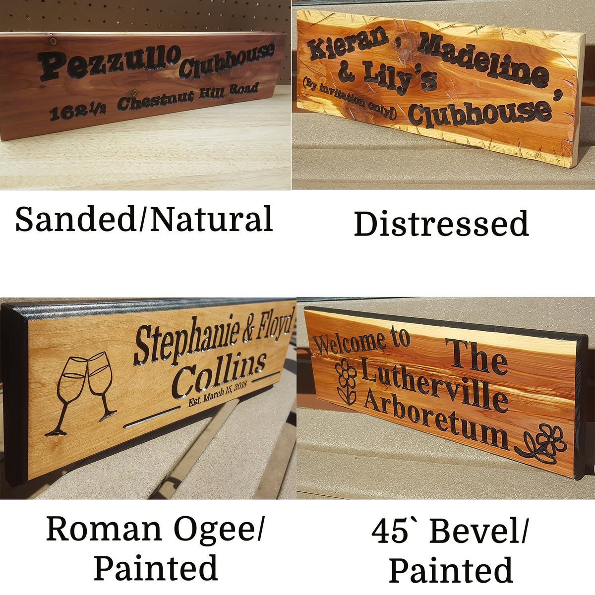 Custom Carved Redwood Address Sign with Optional Reflective Beads