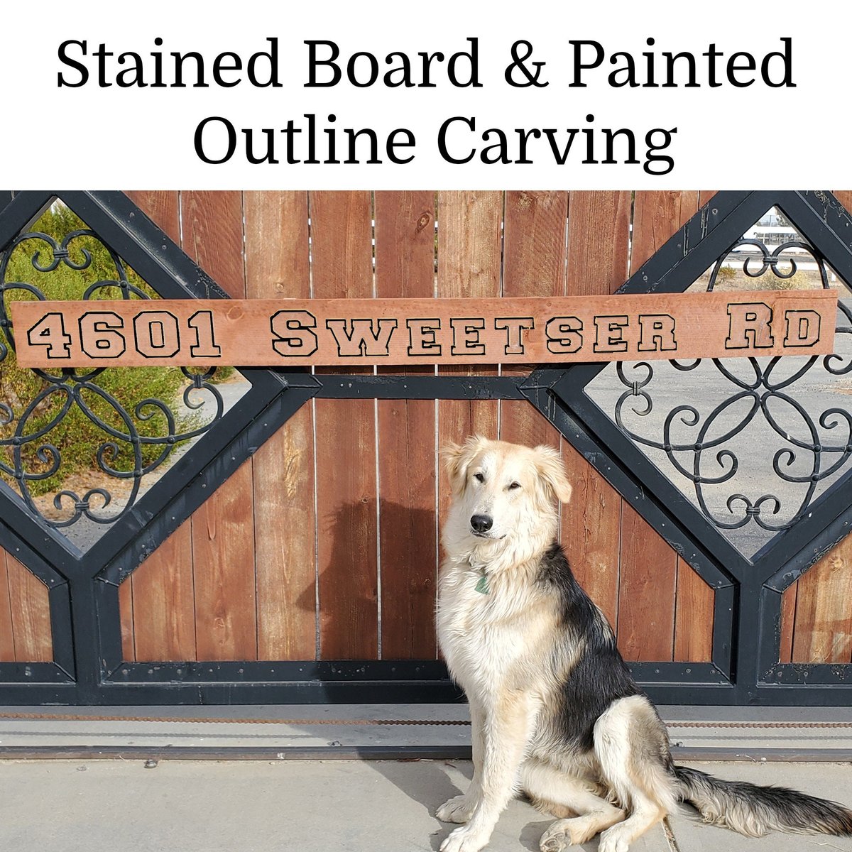 Custom Carved Redwood Address Sign with Optional Reflective Beads