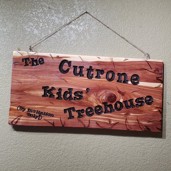 Custom Hand Routed Cedar Playhouse Sign: Personalized Kids Room Decor